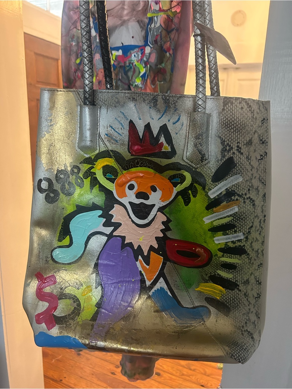 Jerry Bear Grateful Dead 888 Snakeskin Graffiti Purse by Addie Wuensch